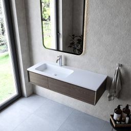 Cristalstone Linea Simpla umywalka 120x45 cm wpuszczana prostokątna biały U1200-MBLOT/CR