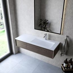 Cristalstone Linea Ideal umywalka 120x45 cm wpuszczana prostokątna biały U1200-MBPOLB/CR