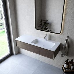 Cristalstone Linea Simpla umywalka 120x45 cm wpuszczana prostokątna biały U1200-MBPOT/CR