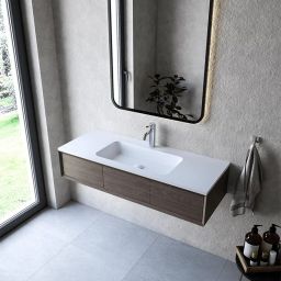 Cristalstone Linea Simpla umywalka 120x45 cm wpuszczana prostokątna biały U1200-MCOT/CR