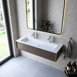 Cristalstone Linea Simpla umywalka 120x45 cm wpuszczana prostokątna biały U1200-MOT/CR