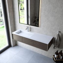 Cristalstone Linea Ideal umywalka 130x45 cm wpuszczana prostokątna biały U1300-MBLOLB/CR