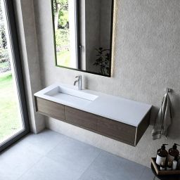 Cristalstone Linea Ideal umywalka 130x45 cm wpuszczana prostokątna biały U1300-MBLOLC/CR/BO