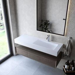 Cristalstone Linea Ideal umywalka 130x45 cm ścienna prostokątna biały U1300-MBPOLB