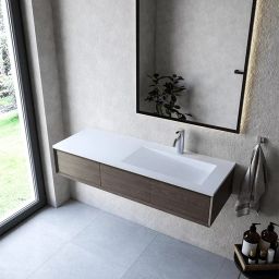 Cristalstone Linea Ideal umywalka 130x45 cm wpuszczana prostokątna biały U1300-MBPOLB/CR