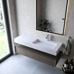 Cristalstone Linea Ideal umywalka 130x45 cm ścienna prostokątna biały U1300-MBPOLC