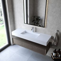 Cristalstone Linea Ideal umywalka 130x45 cm ścienna prostokątna biały U1300-MCOLC