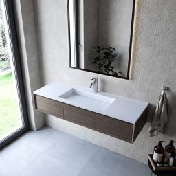 Cristalstone Linea Ideal umywalka 130x45 cm wpuszczana prostokątna biały U1300-MCOLC/CR