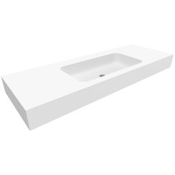 Cristalstone Linea Simpla umywalka 130x45 cm prostokątna ścienna-z blatem biała U1300-MCOT/BO