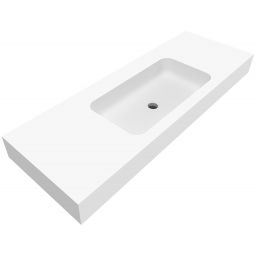 Cristalstone Linea Simpla umywalka 130x45 cm prostokątna ścienna-z blatem biała U1300-MCOT/BO