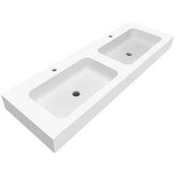 Cristalstone Linea Simpla umywalka 140x45 cm prostokątna ścienna biała U1400-2xMCOT