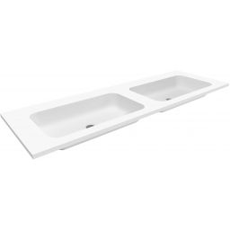 Cristalstone Linea Simpla umywalka 140x45 cm wpuszczana prostokątna biały U1400-2xMCOT/CR/BO