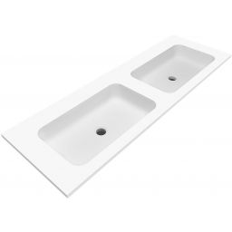 Cristalstone Linea Simpla umywalka 140x45 cm wpuszczana prostokątna biały U1400-2xMCOT/CR/BO