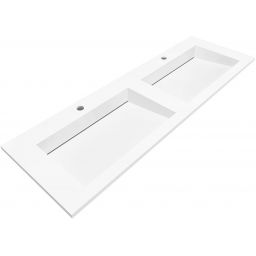 Cristalstone Linea Ideal umywalka 140x45 cm wpuszczana prostokątna podwójna biały U1400-2xMOLC/CR