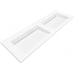 Cristalstone Linea Ideal umywalka 140x45 cm wpuszczana prostokątna podwójna biały U1400-2xMOLC/CR/BO