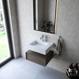 Cristalstone Linea Ideal umywalka 60x45 cm prostokątna ścienna biała U600-MCOLC