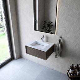 Cristalstone Linea Ideal umywalka 60x45 cm prostokątna wpuszczana biała U600-MCOLC/CR