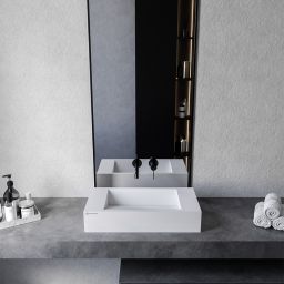 Cristalstone Linea Diago umywalka 60x30 cm prostokątna nablatowa biała U600-MCOLCW