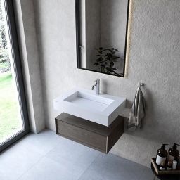 Cristalstone Linea Ideal umywalka 70x45 cm prostokątna ścienna biała U700-MCOLC