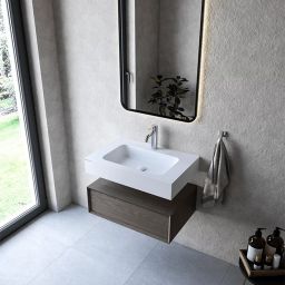 Cristalstone Linea Simpla umywalka 70x45 cm prostokątna ścienna biała U700-MCOT