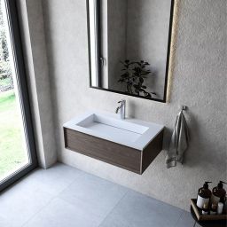 Cristalstone Linea Ideal umywalka 80x45 cm prostokątna wpuszczana biała U800-MCOLC/CR