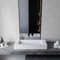 Cristalstone Linea Diago umywalka 80x30 cm prostokątna nablatowa biała U800-MCOLCW