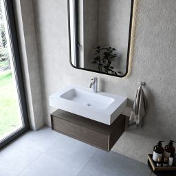 Cristalstone Linea Simpla umywalka 80x45 cm prostokątna ścienna biała U800-MCOT