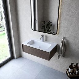 Cristalstone Linea Simpla umywalka 80x45 cm prostokątna wpuszczana biała U800-MCOT/CR