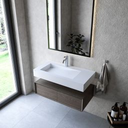 Cristalstone Linea Ideal umywalka 90x45 cm ścienna prostokątna biały U900-MBLOLB