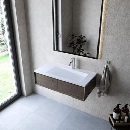 Cristalstone Linea Ideal umywalka 90x45 cm wpuszczana prostokątna biały U900-MBPOLB/CR