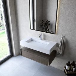 Cristalstone Linea Ideal umywalka 90x45 cm ścienna prostokątna biały U900-MCOLC