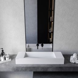 Cristalstone Linea Diago umywalka 90x30 cm prostokątna nablatowa-z blatem biała U900-MCOLCW