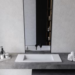 Cristalstone Linea Diago umywalka 90x30 cm prostokątna wpuszczana-z blatem biała U900-MCOLCW/CR