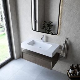 Cristalstone Linea Simpla umywalka 90x45 cm prostokątna ścienna-z blatem biała U900-MCOT