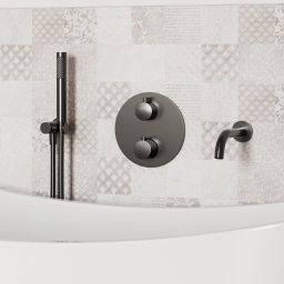 Cersanit Zen bateria wannowo-prysznicowa podtynkowa termostatyczna czarna-gun metal S951-804