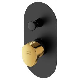 Cersanit Inverto bateria wannowo-prysznicowa podtynkowa czarna uchwyty 2 Design in 1 czarny i złoty S951-282