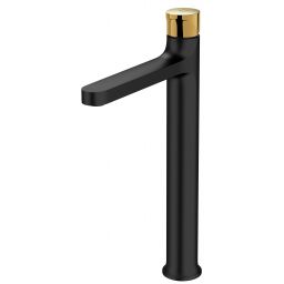 Cersanit Inverto bateria umywalkowa stojąca wysoka czarna uchwyty 2 Design in 1 czarny i złoty S951-303