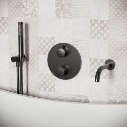 Cersanit Zen bateria wannowo-prysznicowa podtynkowa termostatyczna czarna-gun metal S951-804