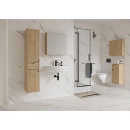 Cersanit Ovida szafka 59,4x14,1x59,2 cm z lustrem dąb S1058-015