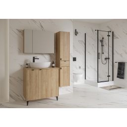 Cersanit Ovida szafka 79,4x14,1x59,2 cm z lustrem dąb S1058-016