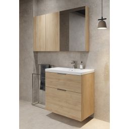 Cersanit City szafka 59,4x14,1x80 cm z lustrem dąb S584-115
