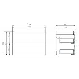 Cersanit Moduo szafka 79,5x44,7x57 cm podumywalkowa wisząca biała S590-008-DSM