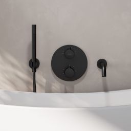 Cersanit Zen zestaw wannowo-prysznicowy podtynkowy termostatyczny czarny mat S952-041