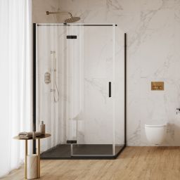 Cersanit City kabina prysznicowa 120x90 cm prostokątna lewa czarny mat/szkło przezroczyste S584-091