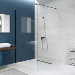 Cersanit Mille ścianka prysznicowa walk-in 80 cm czarny mat/szkło przezroczyste S161-007