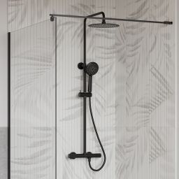 Cersanit Zen zestaw prysznicowy z baterią termostatyczną i deszczownicą czarna S951-783