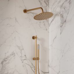 Cersanit Zen zestaw prysznicowy podtynkowy termostatyczny z deszczownicą miedź szczotkowana S952-050