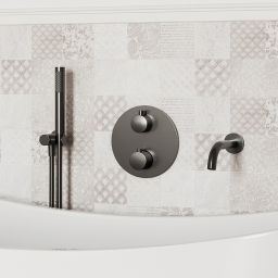 Cersanit Zen zestaw prysznicowy ścienny czarny-gun metal S951-781
