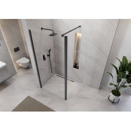 Cersanit Mille ścianka prysznicowa walk-in 50 cm czarny mat/szkło przezroczyste S161-016