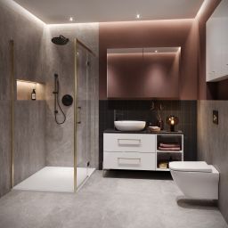 Cersanit Larga ścianka prysznicowa walk-in 90 cm złoty mat/szkło przezroczyste S164-072